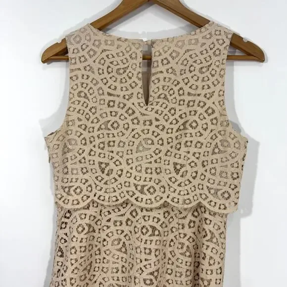 J. Crew Women’s Size 4 Small Cream Beige Lace Overlay Sleeveless Mini Dress - Picture 8 of 9